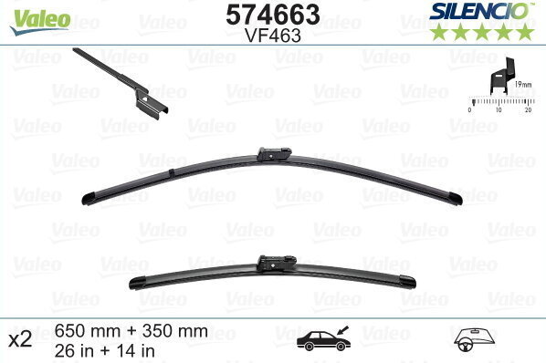 Kojameeste komplekt Valeo Silencio VF463 650/350mm CHEVROLET, FIAT, HYUNDAI, KIA, NISSAN, OPEL цена и информация | Kojamehed | kaup24.ee