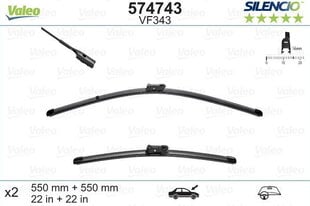 Набор стеклоочистителей Valeo Silencio VF343 550/550мм VW BEETLE FLAT BLADE цена и информация | Резинки для стеклоочистителей | kaup24.ee