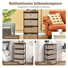 Costway öökapp 4 sahtliga hoiukapp riidest kummut magamistoa jaoks 42 x 33,5 x 84,5 cm pruun цена и информация | Прикроватные тумбочки | kaup24.ee