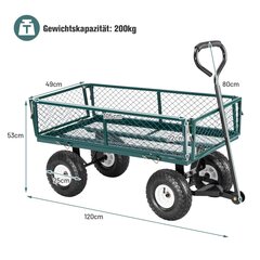 Costway metallist käsikäru eemaldatavate külgpaneelide ja käepidemega ning 25 cm kummiratastega transpordikäru цена и информация | Садовые инструменты | kaup24.ee