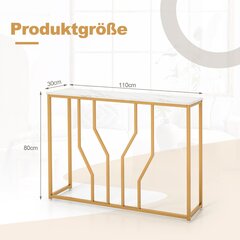 Costway konsoollaud geomeetrilise metallraamiga sissepääsulaud 110 x 30 x 80 cm kuld + valge цена и информация | Столы-консоли | kaup24.ee