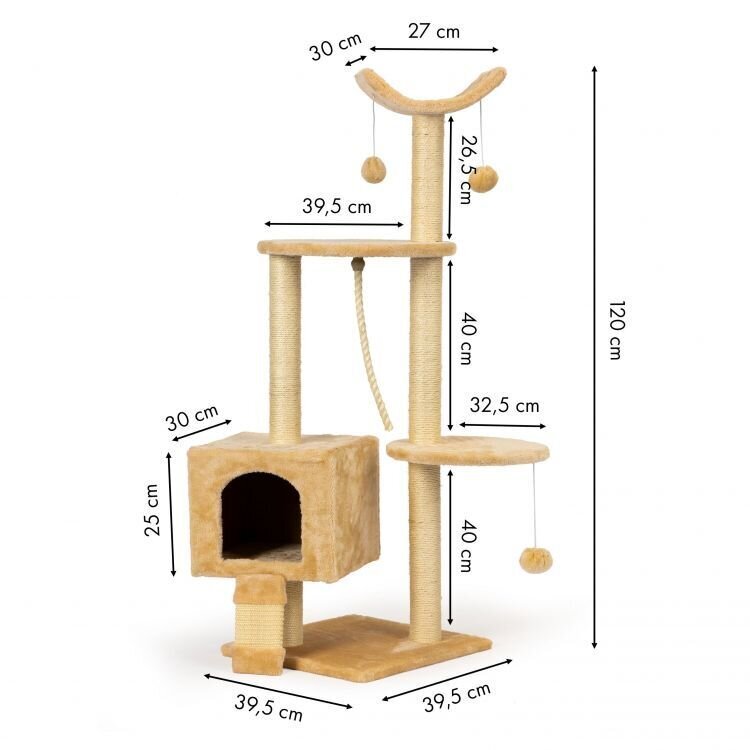 Kassidele mõeldud kraabits, 120cm цена и информация | Kassi kraapimispuud | kaup24.ee