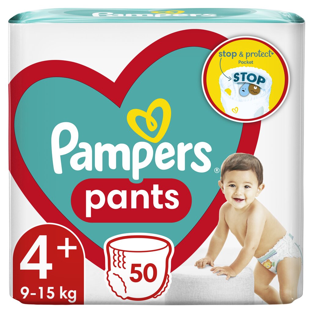 Püksmähkmed Pampers Pants JP, suurus 4+, 9-15 kg, 50 tk hind ja info | Mähkmed | kaup24.ee