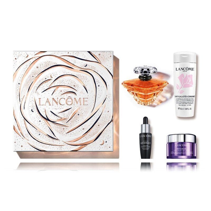 Kosmeetikakomplekt Lancome Tresor EDP naistele: Lõhnavesi 100 ml + puhastuspiim 50 ml + seerum 7 ml + kreem 15 ml цена и информация | Naiste parfüümid | kaup24.ee