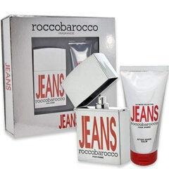 Kehahoolduse komplekt Roccobarocco Jeans EDT meestele: Tualettvesi 75 ml + habemeajamisjärgne palsam 100 ml hind ja info | Meeste parfüümid | kaup24.ee