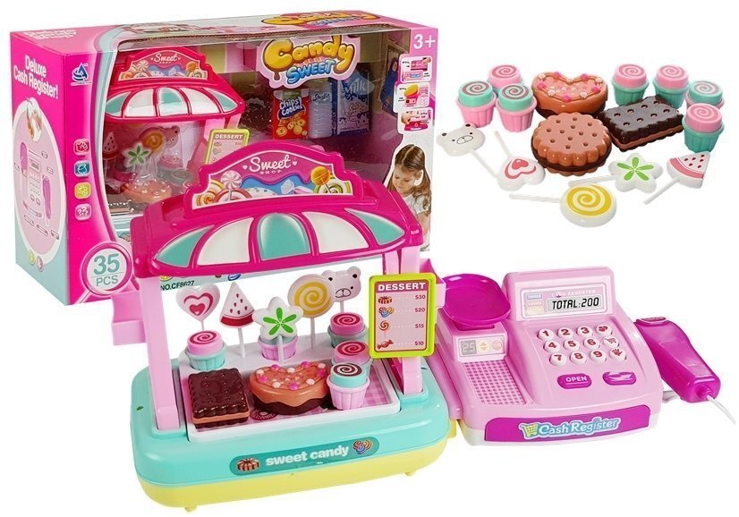 Pood kassa ja letiga "Pink", 35-osaline цена и информация | Tüdrukute mänguasjad | kaup24.ee