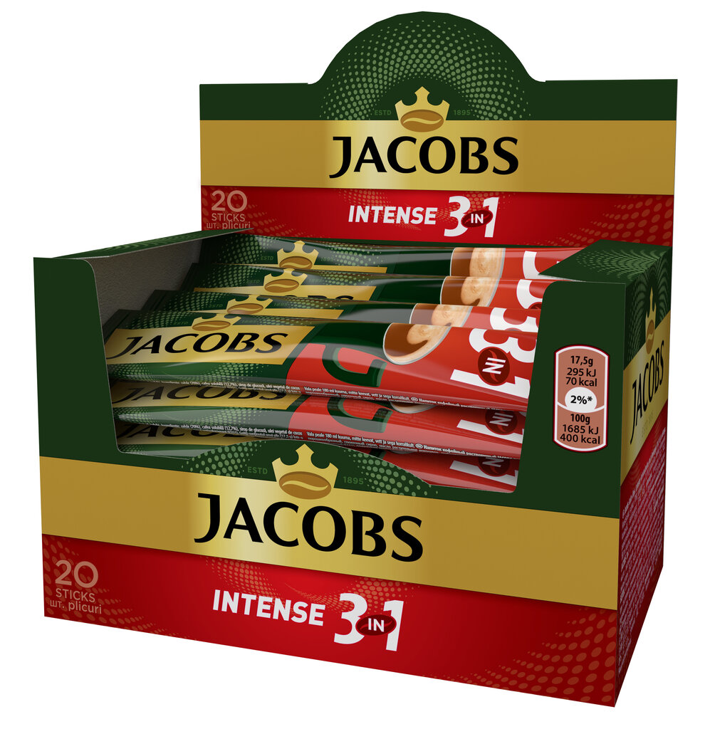 Lahustuv kohvijook Jacobs 3in1 INTENSE (20 x 17,5g), 350g hind ja info | Kohv, kakao | kaup24.ee