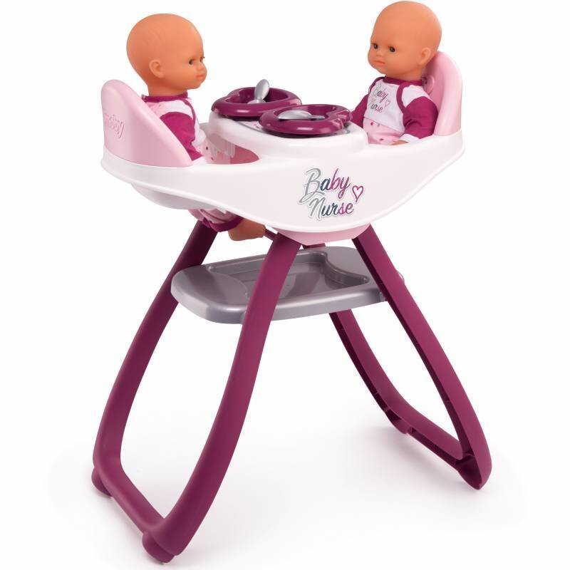 Kaksikute nukkude söötmistool Smoby Baby Nurse, 220344 hind ja info | Tüdrukute mänguasjad | kaup24.ee