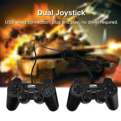 tk universaalne USB juhtmega mängukontroller mängupult Double Shock Vibration Dual Joystick arvuti jaoks hind ja info | Mängukonsoolide lisatarvikud | kaup24.ee