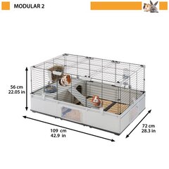 Puur närilistele Ferplast Modular 2, 109x72x56 cm, hall hind ja info | Puurid ja tarvikud väikeloomadele | kaup24.ee