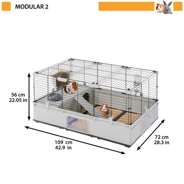 Puur närilistele Ferplast Modular 2, 109x72x56 cm, hall цена и информация | Puurid ja tarvikud väikeloomadele | kaup24.ee