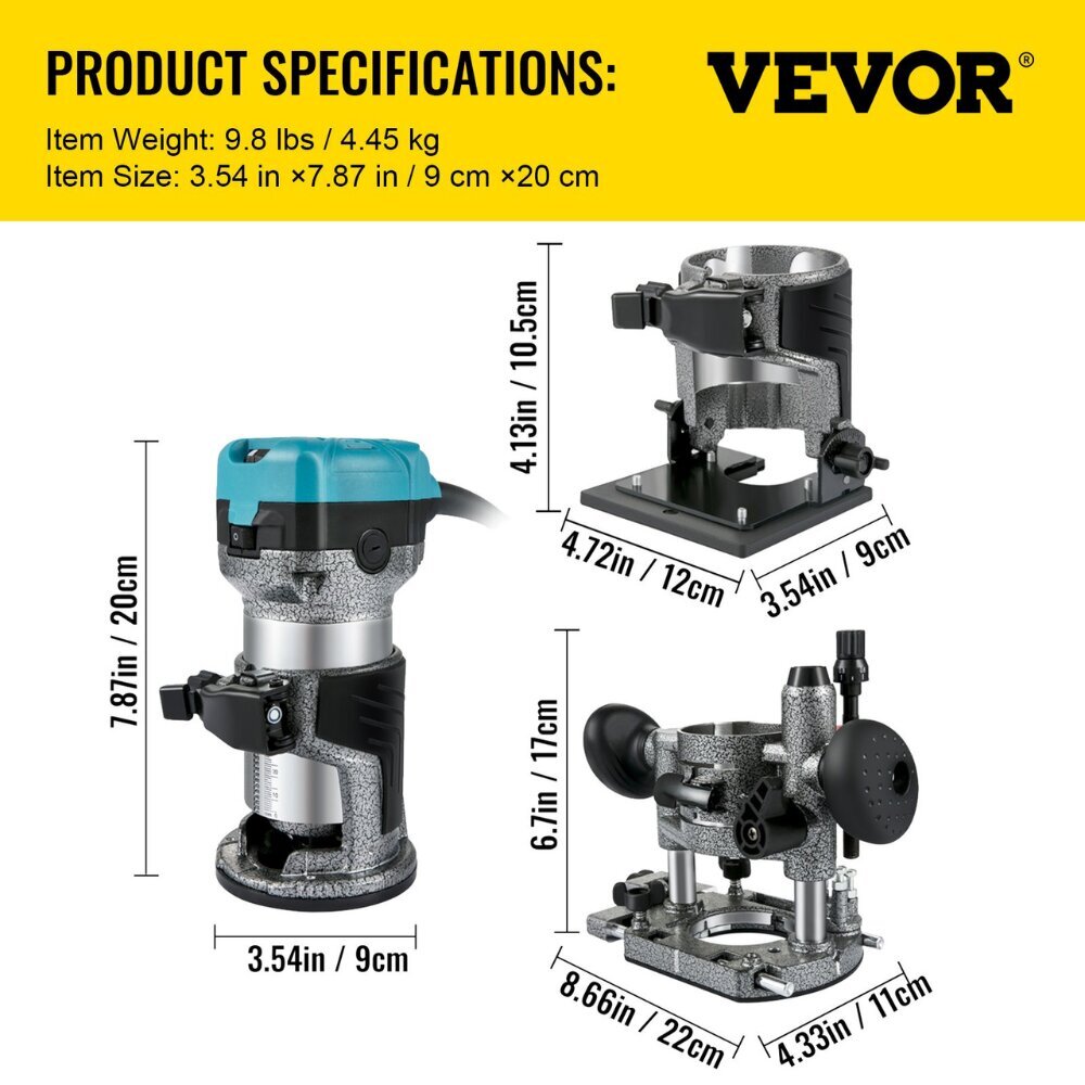 Vevor puidu freespinkide komplekt, 33 000 p/min, 710W цена и информация | Freesid | kaup24.ee