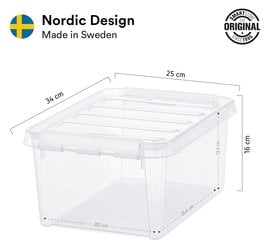 SmartStore- Plastikust kaanega hoiukarbid - 8L. Pakis 9 tk - koos klambritega - 34 x 25 x 16 cm - Läbipaistev hind ja info | Hoiukastid ja -korvid | kaup24.ee