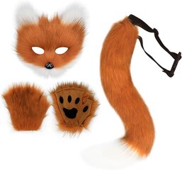 Kunstkarusnahast Fox Tail Cat Wolf Cosplay kostüümikomplekt Palusmask Kohev Käpp Kindad Halloweeni Jõulupidu Tüdrukutele Naistele цена и информация | Карнавальные костюмы | kaup24.ee