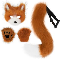 Kunstkarusnahast Fox Tail Cat Wolf Cosplay kostüümikomplekt Palusmask Kohev Käpp Kindad Halloweeni Jõulupidu Tüdrukutele Naistele цена и информация | Карнавальные костюмы | kaup24.ee