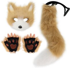 Kunstkarusnahast Fox Tail Cat Wolf Cosplay kostüümikomplekt Palusmask Kohev Käpp Kindad Halloweeni Jõulupidu Tüdrukutele Naistele цена и информация | Карнавальные костюмы | kaup24.ee