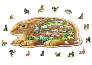 Puidust erikujuliste tükkidega pusle "Garden Bunny" Wooden Puzzle 250 pcs / Wooden.city hind ja info | Pusled | kaup24.ee