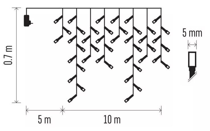 LED vanik/kardin, 230 Vac, 10 × 0,65 m, 600 x LED, külm valge, kontroller, EMOS цена и информация | Jõulutuled | kaup24.ee