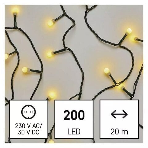 LED vanik VÄIKESED PALLID, 230Vac, 20m, 200x LED, soe valge, taimer, EMOS hind ja info | Jõulutuled | kaup24.ee