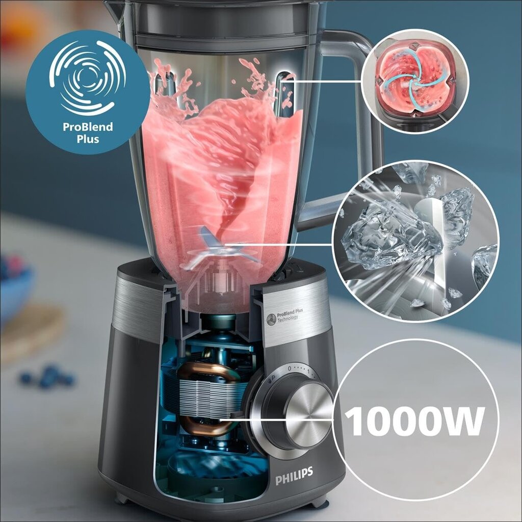 Philips- Blender 5000 Series – 1000W maksimaalne võimsus. ProBlend Plus tehnoloogia. Must (HR3020/20) цена и информация | Blenderid | kaup24.ee