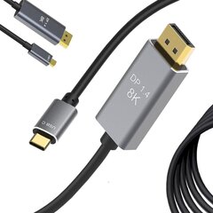 Kaabel DisplayPort 1.4 – USB Type-C 1,8 m kaugusel – "Perfee" hind ja info | Kaablid ja juhtmed | kaup24.ee