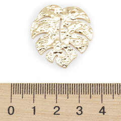 Monstera Leaf Ripats, Messing, 18K Kullatud, 30x29x1.5mm, 2 tk hind ja info | Ehete valmistamine, helmestamine | kaup24.ee