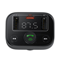 Auto Bluetooth 5.0 FM saatja 2xUSB + USB-C, must hind ja info | FM modulaatorid, FM trasmitterid | kaup24.ee