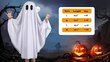 Unisex Kid Ghost Kostüüm Tüdrukule Halloweeni Meeldiv Kleit Cosplay Poiss White Boo Ghost Mantel Lapse Õudne trikk või kohtlemine цена и информация | Karnevali kostüümid | kaup24.ee