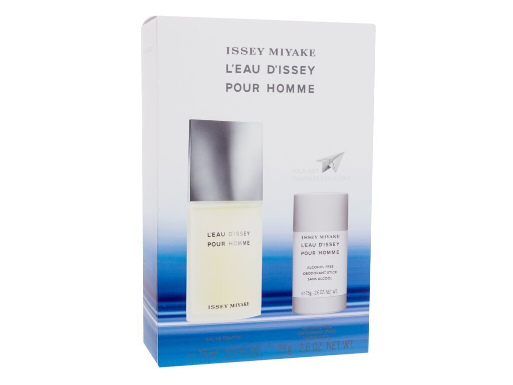 Kosmeetikakomplekt Issey Miyake L'Eau D'Issey Pour Homme EDT meestele: Tualettvesi EDT, 75 ml + deodorant, 75 ml hind ja info | Meeste parfüümid | kaup24.ee