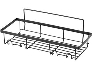 Полка для ванной с крючками Rivex, Черный цена и информация | Аксессуары для ванной комнаты | kaup24.ee