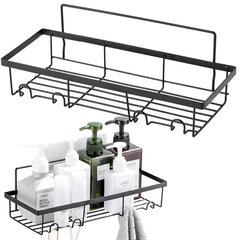 Полка для ванной с крючками Rivex, Черный цена и информация | Аксессуары для ванной комнаты | kaup24.ee