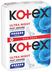 KOTEX Ultra Hügieenisidemed Overnight 12tk hind ja info | Tampoonid, hügieenisidemed, menstruaalanumad | kaup24.ee