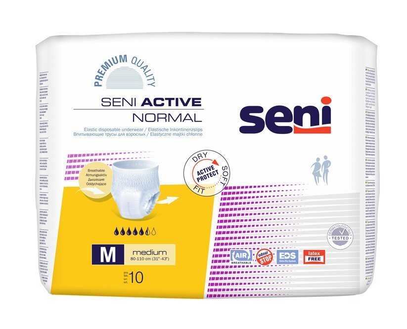 SENI Active Normal Premium Medium ühekordsed püksmähkmed, 10tk цена и информация | Tampoonid, hügieenisidemed, menstruaalanumad | kaup24.ee