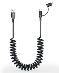 Кабель KETAKY Plus Coiled USB - USB-C и Lightning Cable 2 в 1 цена и информация | Кабели и провода | kaup24.ee