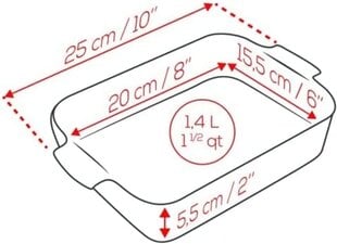 Peugeot Keraamiline ristkülikukujuline ahjuvorm, 25 cm x 16,8 cm x 6,2 cm, 1,4 l hind ja info | Ahjuvormid ja küpsetustarvikud | kaup24.ee