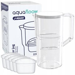 Фильтр-кувшин Aquafloow J-Maxi 2,5 л белый для водопроводной воды + 5x фильтр цена и информация | Столовые и кухонные приборы | kaup24.ee