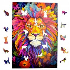 Lõvi Puzzle Mruu&Amp;Pruu 20 X 28 Cm 160 Tükki Puidust Puzzle hind ja info | Pusled | kaup24.ee