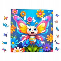 Mruu&Amp;Pruu Butterfly Puzzle 25 X 25 Cm 150 Tükki Puidust Puzzle hind ja info | Pusled | kaup24.ee