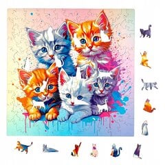 Puzzle Mruu&Amp;Pruu 25 X 25 Cm Cats 150 Tükki Puidust Puzzle hind ja info | Pusled | kaup24.ee