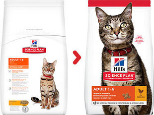 HILLS полноценный корм для кошек OPTIMAL CARE, курица, 3 кг. цена и информация | Сухой корм для кошек | kaup24.ee