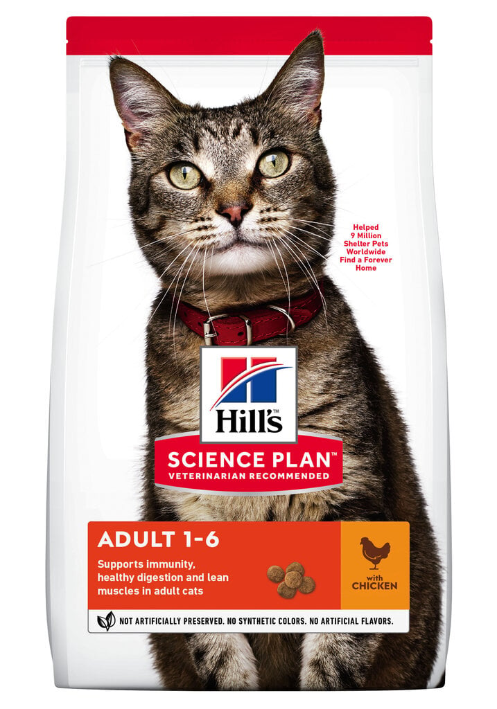 Hill's Science Plan Adult kuivtoit kassidele, kanamaitseline, 15kg hind ja info | Kuivtoit kassidele | kaup24.ee