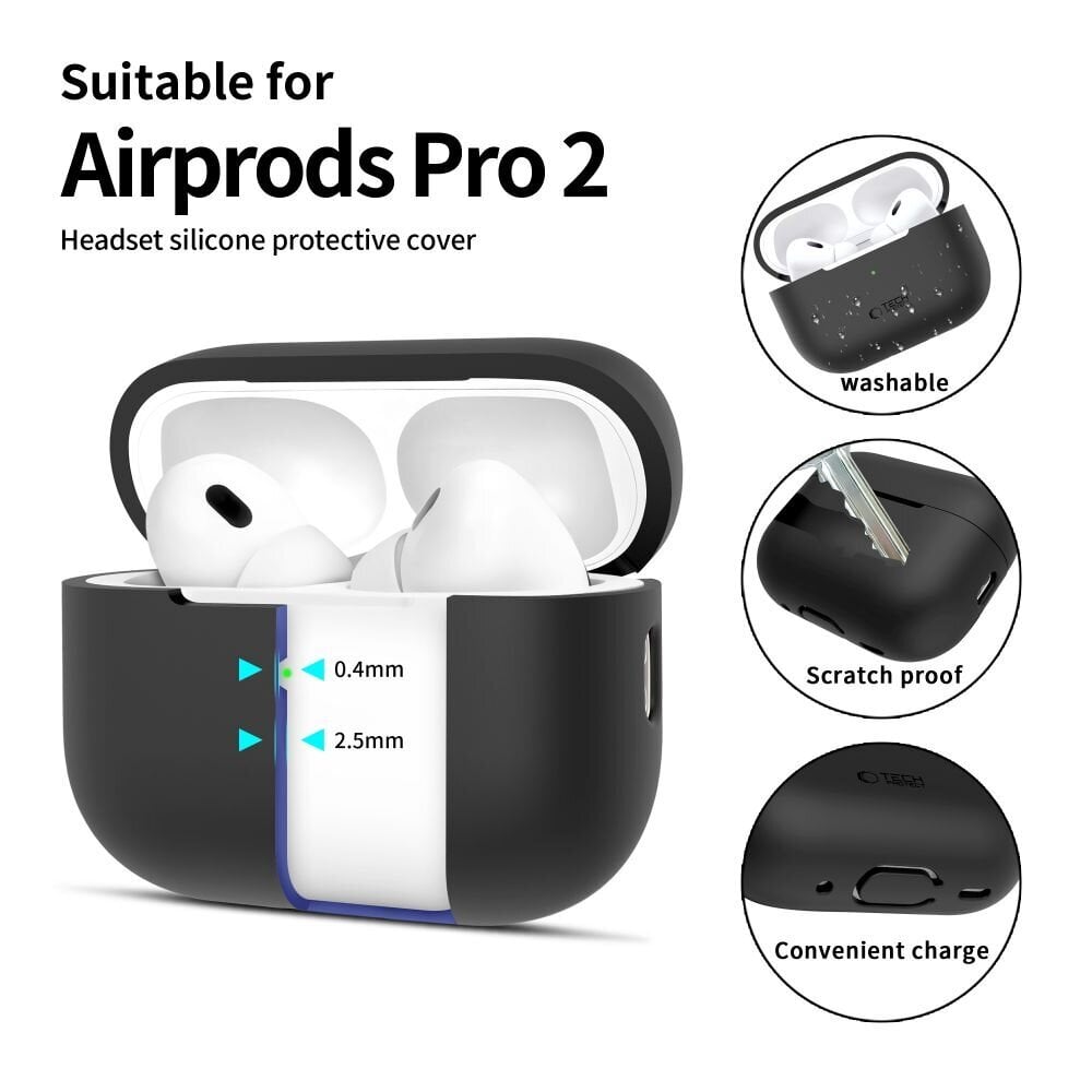 TECH-PROTECT SILIKOONIST APPLE AIRPODS PRO 1 | 2 MUST hind ja info | Teleri seinakinnitused ja hoidjad | kaup24.ee