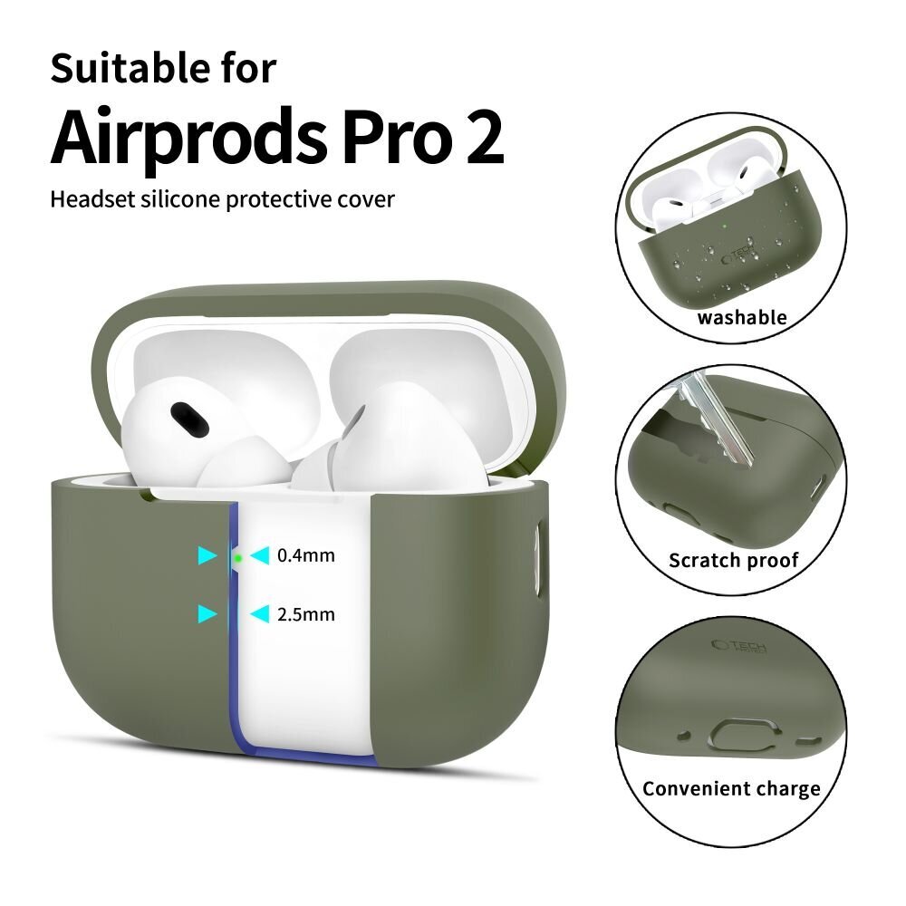 TECH-PROTECT SILIKOONIST APPLE AIRPODS PRO 1 | 2 OLIIVROHELINE hind ja info | Teleri seinakinnitused ja hoidjad | kaup24.ee