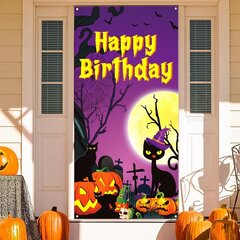 Halloween Door Banner Sünnipäevapidu Tausta Dekoratsioon Front Door Banner hind ja info | Küünlad hingedepäevaks | kaup24.ee