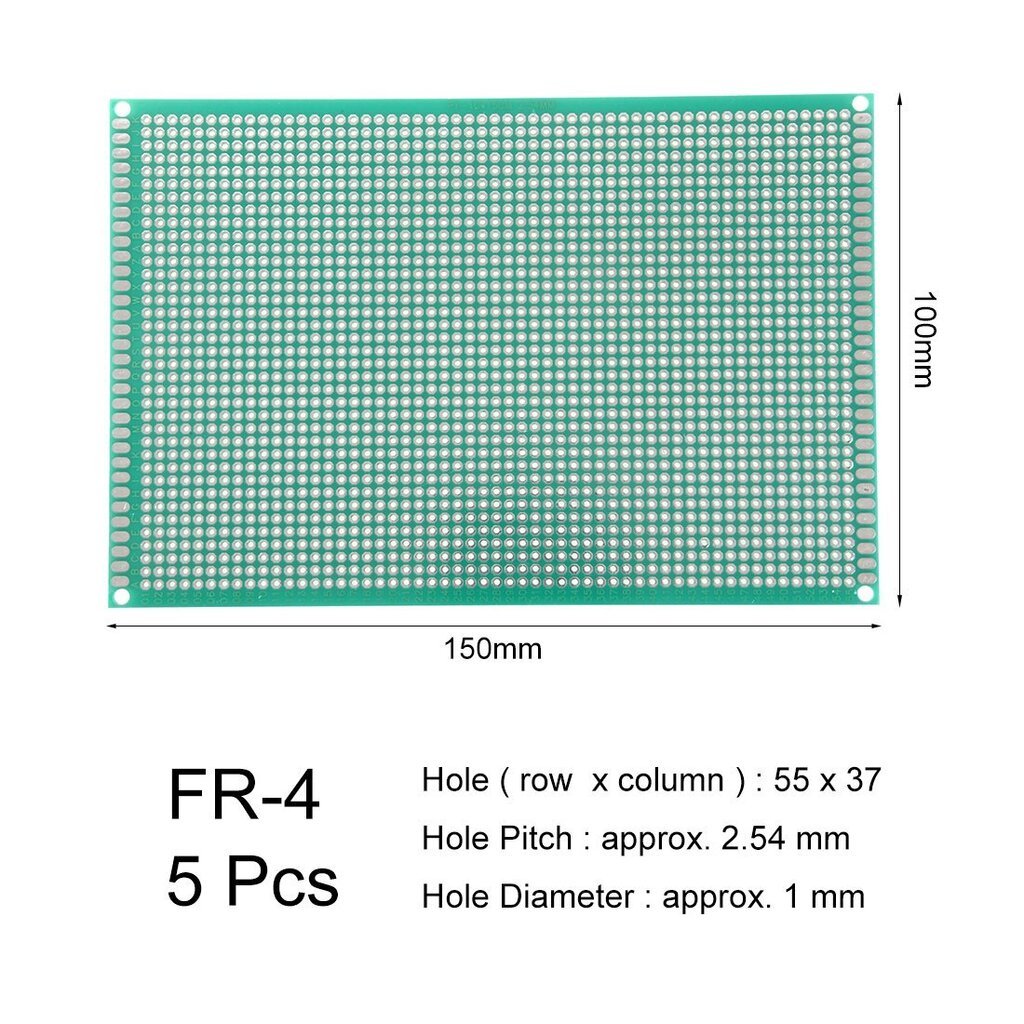 DollaTeki ühepoolne universaalne PCB, 10 x 15 cm, 5 tk. цена и информация | Robootika, konstruktorid ja tarvikud | kaup24.ee