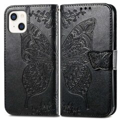 iPhone 13 – Butterfly Print nahast ümbris – must hind ja info | Telefoni kaaned, ümbrised | kaup24.ee