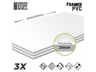 Green stuff world - Foamed PVC 3 mm (Листы вспененного ПВХ 3 мм), 12929 цена и информация | Принадлежности для рисования, лепки | kaup24.ee