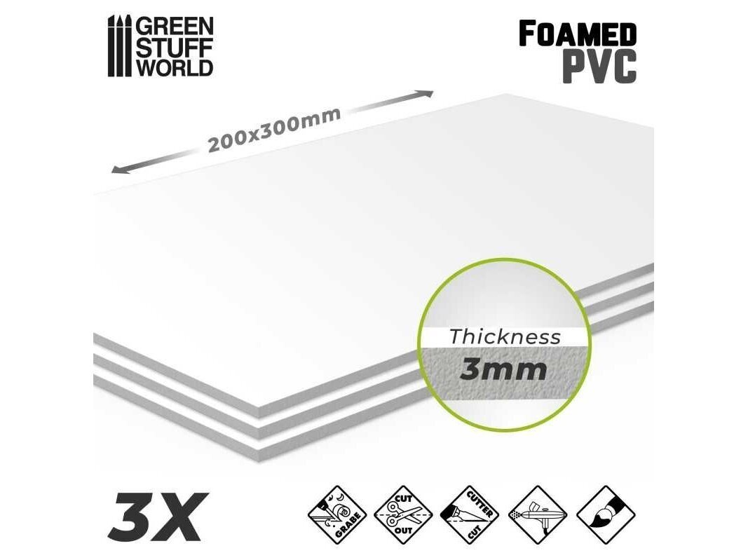 Green stuff world - Foamed PVC 3 mm (Vahtplastist PVC-lehed 3 mm), 12929 цена и информация | Kunstitarbed, voolimise tarvikud | kaup24.ee