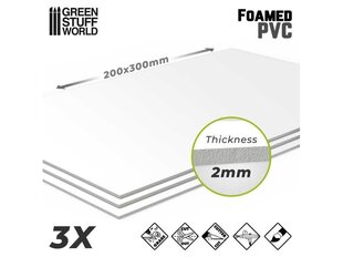 Green stuff world - Foamed PVC 2 mm (Листы вспененного ПВХ 2 мм), 9306 цена и информация | Принадлежности для рисования, лепки | kaup24.ee