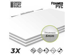 Green stuff world - Foamed PVC 5 mm (Листы вспененного ПВХ 5 мм), 9307 цена и информация | Принадлежности для рисования, лепки | kaup24.ee